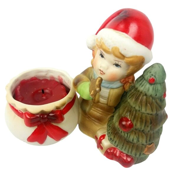 Vintage Votive Candle Holder Girl Figurine Beacon Hill Ceramic Christmas Decor - Picture 3 of 8